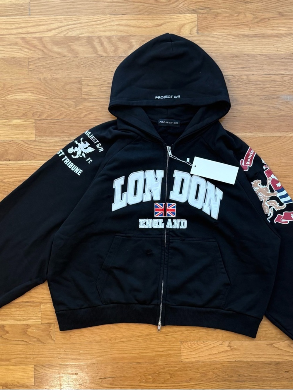 Black 'London England' Zip Hoodie Jacket